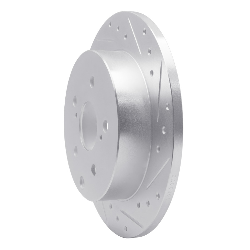 Toyota Prius V Brake Rotor (1) - Rear Right - R1 Concepts - Drilled & Slotted - Silver - `12-`20